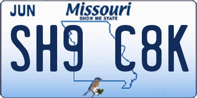 MO license plate SH9C8K