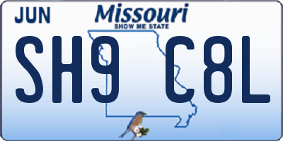 MO license plate SH9C8L
