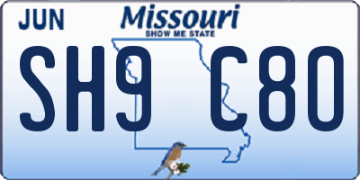 MO license plate SH9C8O