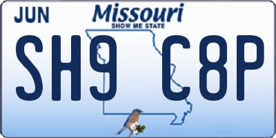 MO license plate SH9C8P