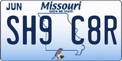MO license plate SH9C8R