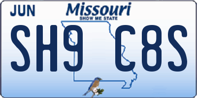 MO license plate SH9C8S