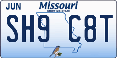 MO license plate SH9C8T