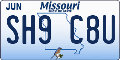 MO license plate SH9C8U