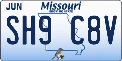 MO license plate SH9C8V