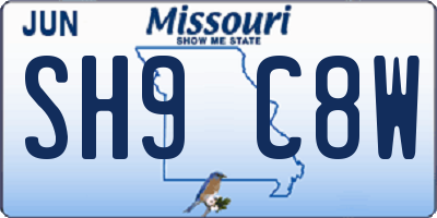 MO license plate SH9C8W