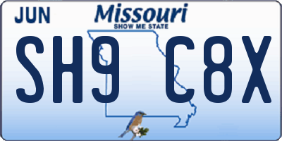 MO license plate SH9C8X