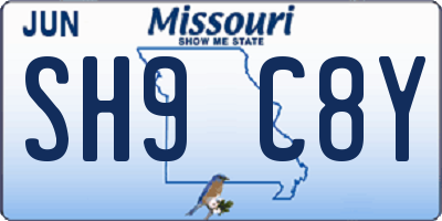 MO license plate SH9C8Y