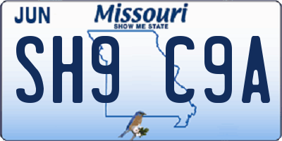 MO license plate SH9C9A