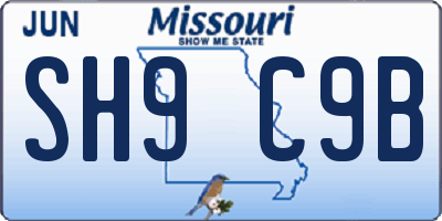 MO license plate SH9C9B