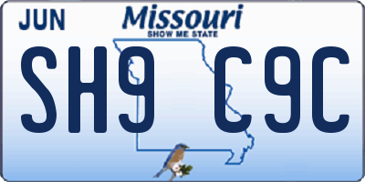 MO license plate SH9C9C
