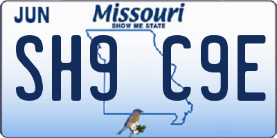 MO license plate SH9C9E
