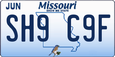 MO license plate SH9C9F