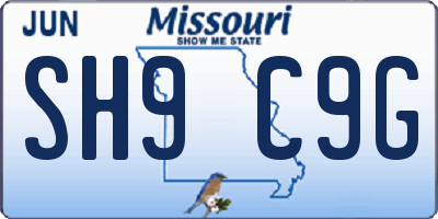 MO license plate SH9C9G
