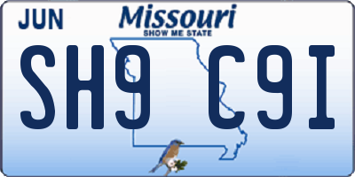 MO license plate SH9C9I