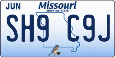 MO license plate SH9C9J