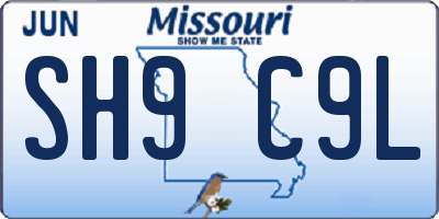 MO license plate SH9C9L