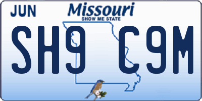 MO license plate SH9C9M