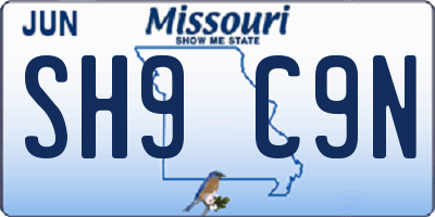 MO license plate SH9C9N