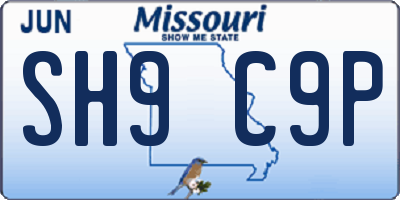 MO license plate SH9C9P