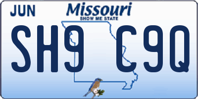 MO license plate SH9C9Q