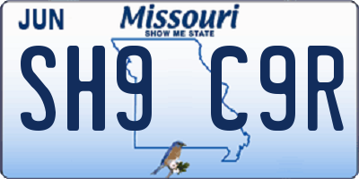 MO license plate SH9C9R