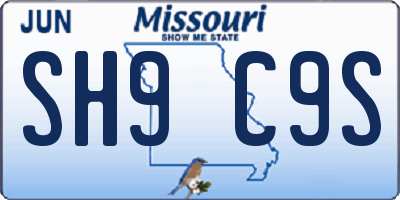 MO license plate SH9C9S