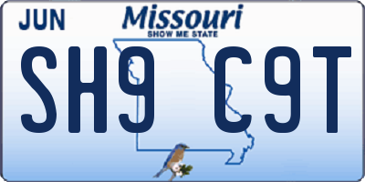 MO license plate SH9C9T