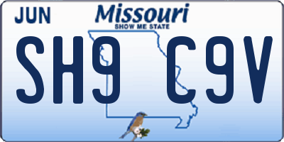 MO license plate SH9C9V