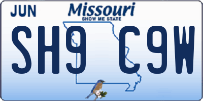 MO license plate SH9C9W