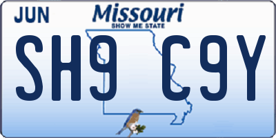 MO license plate SH9C9Y