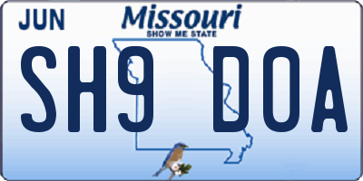 MO license plate SH9D0A