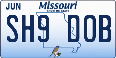 MO license plate SH9D0B