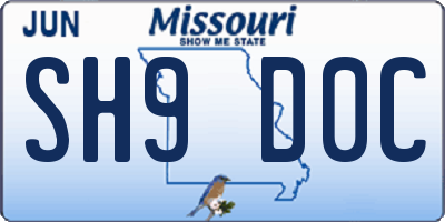 MO license plate SH9D0C