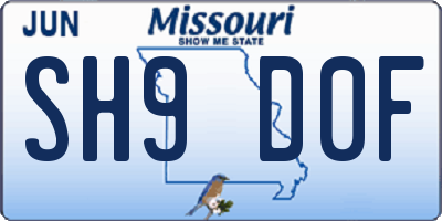MO license plate SH9D0F
