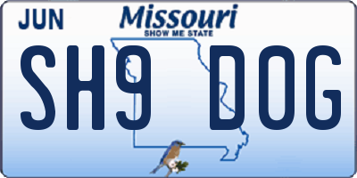 MO license plate SH9D0G