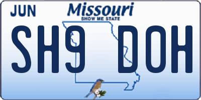 MO license plate SH9D0H