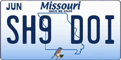 MO license plate SH9D0I