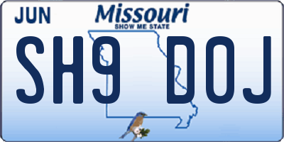 MO license plate SH9D0J