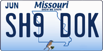 MO license plate SH9D0K