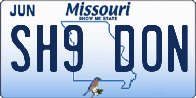 MO license plate SH9D0N