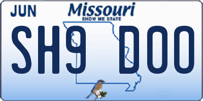 MO license plate SH9D0O