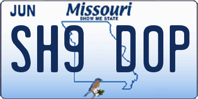MO license plate SH9D0P