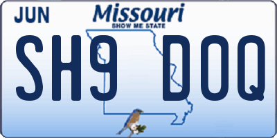 MO license plate SH9D0Q
