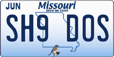 MO license plate SH9D0S