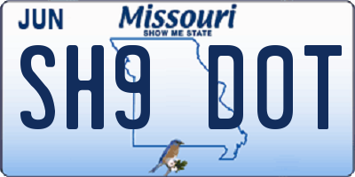 MO license plate SH9D0T