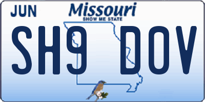 MO license plate SH9D0V