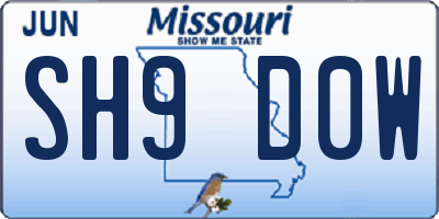 MO license plate SH9D0W