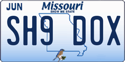 MO license plate SH9D0X