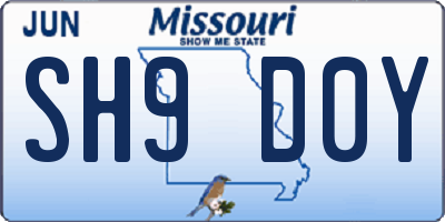 MO license plate SH9D0Y